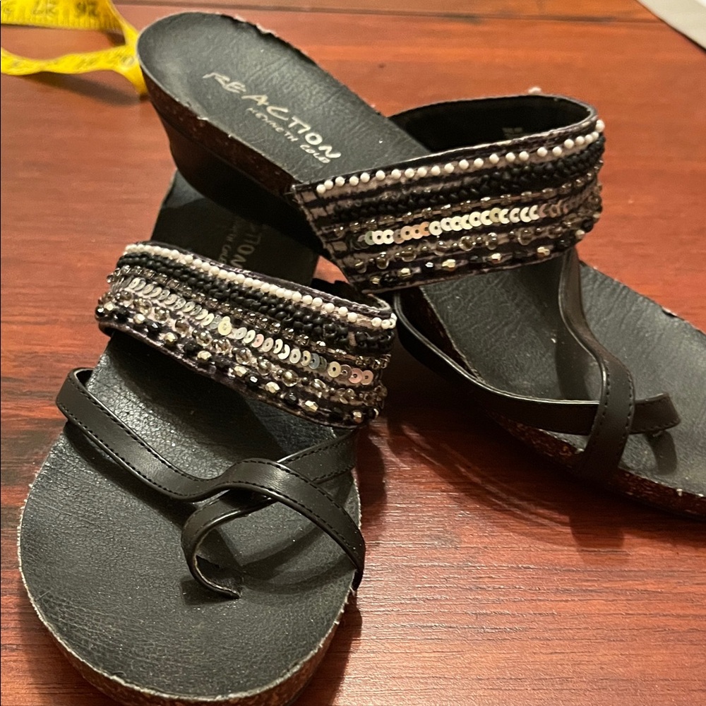 Reaction Kenneth Cole Black Sequin Sandals
Size 8